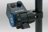 A black motorized cart throttle with a digital voltage display, speed knob, and power switch